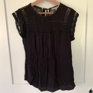 Black blouse with woven details
